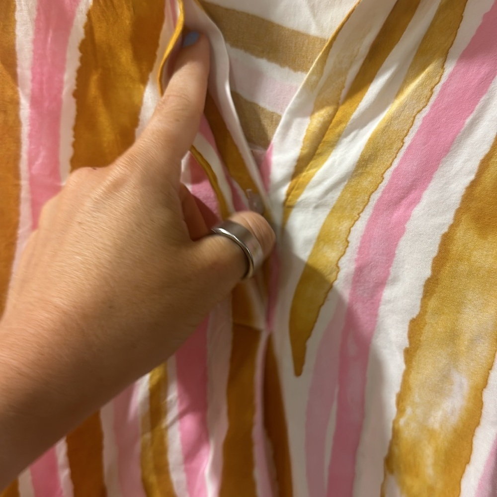 🍨JODIFL Smudge Stripe Blouse | Pink Mustard Cream | Flowy Boho Top - Picture 5 of 6